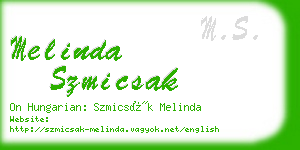 melinda szmicsak business card